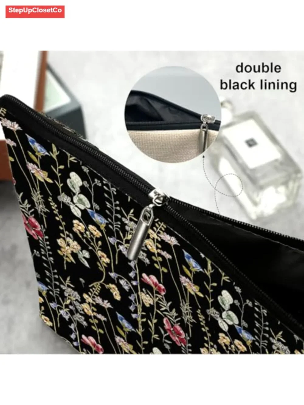 Makeup Bag Cosmetic Pouch Cotton Linen Travel Toiletry Organizer Gift